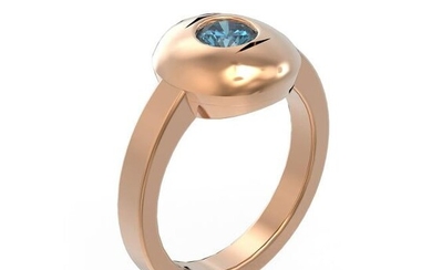 0.52 ctw Intense Blue Diamond Ring 18K Rose Gold