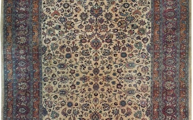 10 x 15 Beige Kashan Semi-Antique Persian Rug