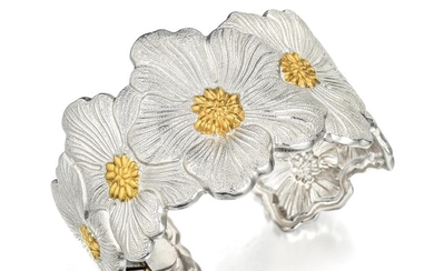 Buccellati Silver Blossoms Gardenia Wide Cuff Bracelet