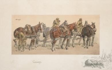 Charles Johnson Payne called ''Snaffles'' (1884-1967) ''Gunners'' Signed, print, 22cm...