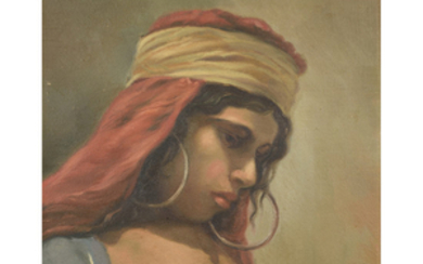 BCHARD (XIX-XXE SICLES) JEUNE TUNISIENNE PENSIVE YOUNG THOUGHTFUL TUNISIAN GIRL...