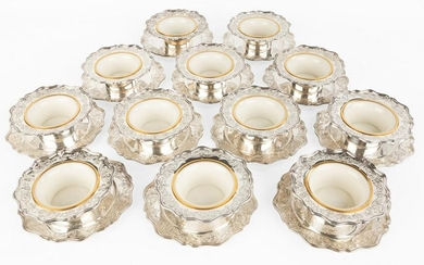 (12) Sterling Silver & Porcelain Sherbets