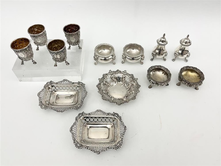 13 ASSORTED STERLING SILVER TABLE ITEMS. Including: pair Tiffany &...
