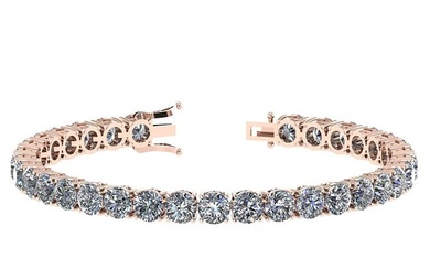 14.85 Ctw SI2/I1 Diamond Ladies Fashion 18K Rose Gold Tennis Bracelet