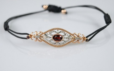 14K Rose Gold & Garnet Bracelet w/Diamonds