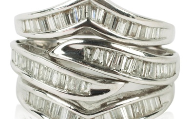 14K WHITE GOLD AND DIAMOND CHANNEL SET RING