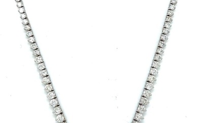 14K White Gold 11.00 Ct. Diamond Riviera Necklace