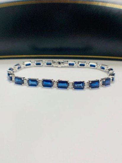 14ct Sapphire and Diamond tennis bracelet featuring, 20...