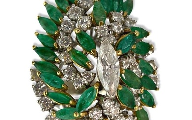 14kt WG, Approx 2.65ct-2.70ct Diamond & 5.00ct Emerald Ring
