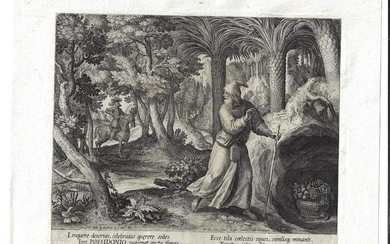 1600 Sadeler Engraving of Hermit Possidonio