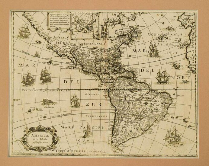 1631 c. Blaeu Map of the Americas -- Americae Nova