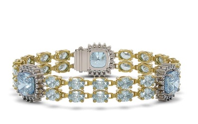 17.19 ctw Aquamarine & Diamond Bracelet 14K Yellow Gold