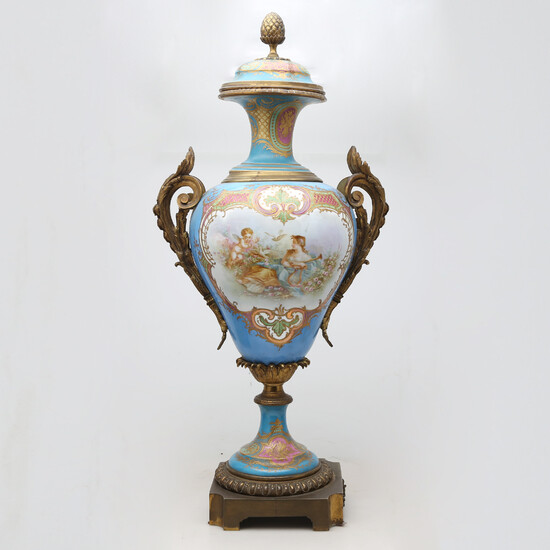 1746641. Large Sèvres-style porcelain vase with gilt bronze mount, late 19th Century-early 20th Century.