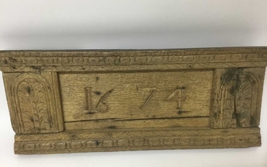 17th century carved and dated oak plaque