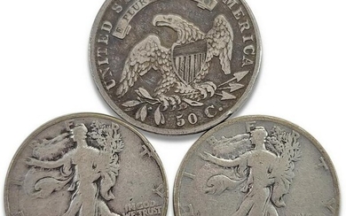 1834, 1936 & 1946 US silver half dollar coins