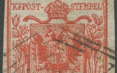 1850, 15c. N.3d Rosso Carminio Vivo annullato con il Muto...