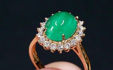 18K Yellow Gold 2.75ct Emerald & Diamond Ring