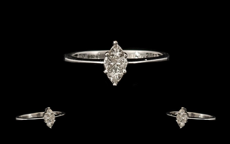 18ct White Gold Attractive Marquise Shaped Diamond Set Dress...