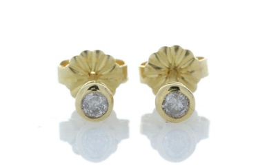 18ct Yellow Gold Single Stone Rub Over Set Diamond Earring 0.33 Carats