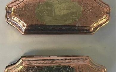 18thc English / Dutch Copper & Brass Tobacco Boxes
