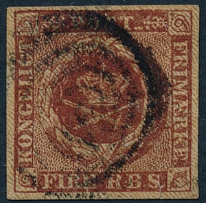 1908/4008: 1851. 4 RBS Ferslew. Plate II, no. 5. KRANHOLDS RETOUCH. Fine used copy. AFA 3500