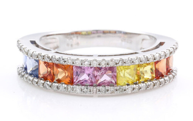 1.90ct Multi-coloured Sapphire and Diamond Ring