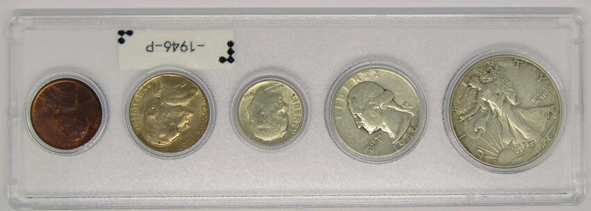 1946 U.S. YEAR SET - 5 COINS - MIXED MINTS