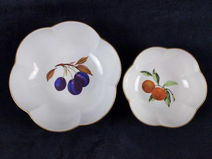 1961 Vintage Evesham Scalloped Bowls With Fruits Lot of