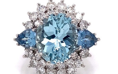 1970Õs Platinum Aqua Diamond Ring