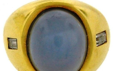 1970s Andrew Clunn Star Sapphire Diamond Gold Ring