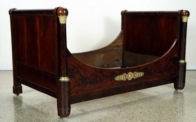 19TH C. FRENCH EMPIRE MAHOGANY & BRONZE DAYBED