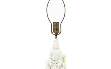 19th C. Chinese Blanc de Chine Guanyin Lamp