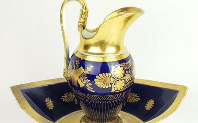 19th C. Sevres Style Large Urn w/ Underplate