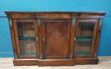 19th C. rosewood credenza with two glass doors and one centr...