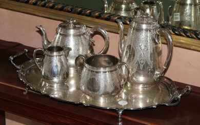 19th Century English Chased Sterling Tea Set