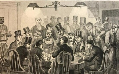 19thc Engraving, Card Gambling, New York