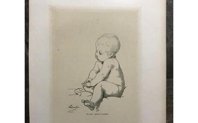 19thc India Proof Engraving, Nursery, Baby