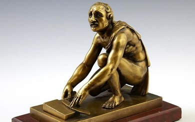 Continental Gilt Bronze Figure of a Man Sharpening a