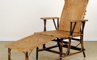 ADJUSTABLE FRENCH RATTAN CHAISE LOUNGE C.1910