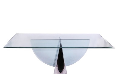 20th C. Modern Chrome & Glass Dining Table