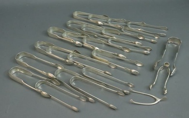 (25) PIECE ANTIQUE STERLING SUGAR TONG COLLECTION