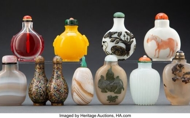 25008: A Group of Ten Chinese Snuff Bottles Marks to on