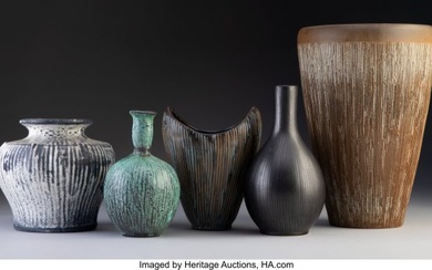 27108: Five Danish Glazed Ceramic Vases, 20th century M