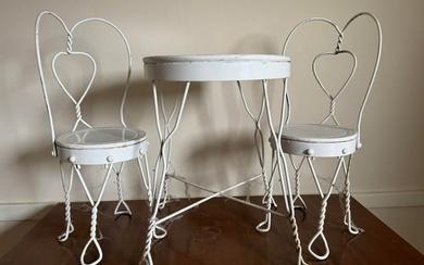3 Piece Iron Heart Doll Table and Chairs