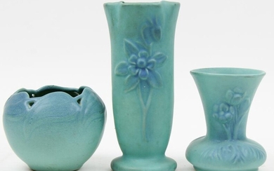 3 Van Briggle Turquoise Art Pottery Vases