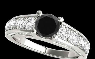 3.05 ctw Certified VS Black Diamond Solitaire Ring 10k White Gold