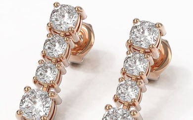 3.78 ctw Cushion Diamond Earrings 18K Rose Gold