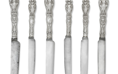 A SET OF VICTORIAN SILVER TABLE AND CHEESE KNIVES, MARK OF GOLDSMITHS AND SILVERSMITHS COMPANY LIMITED, LONDON, 1898