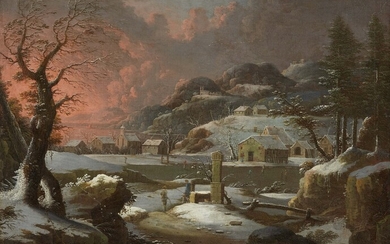 Peter von Bemmel - Evening Mood in a Winter Landscape