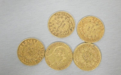 5 Coins of 20 frs gold 1857 A...
